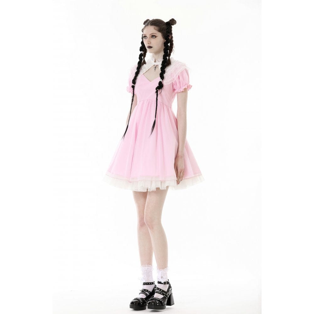 Blushing Reliquary Detachable-Collar Dress detail view
