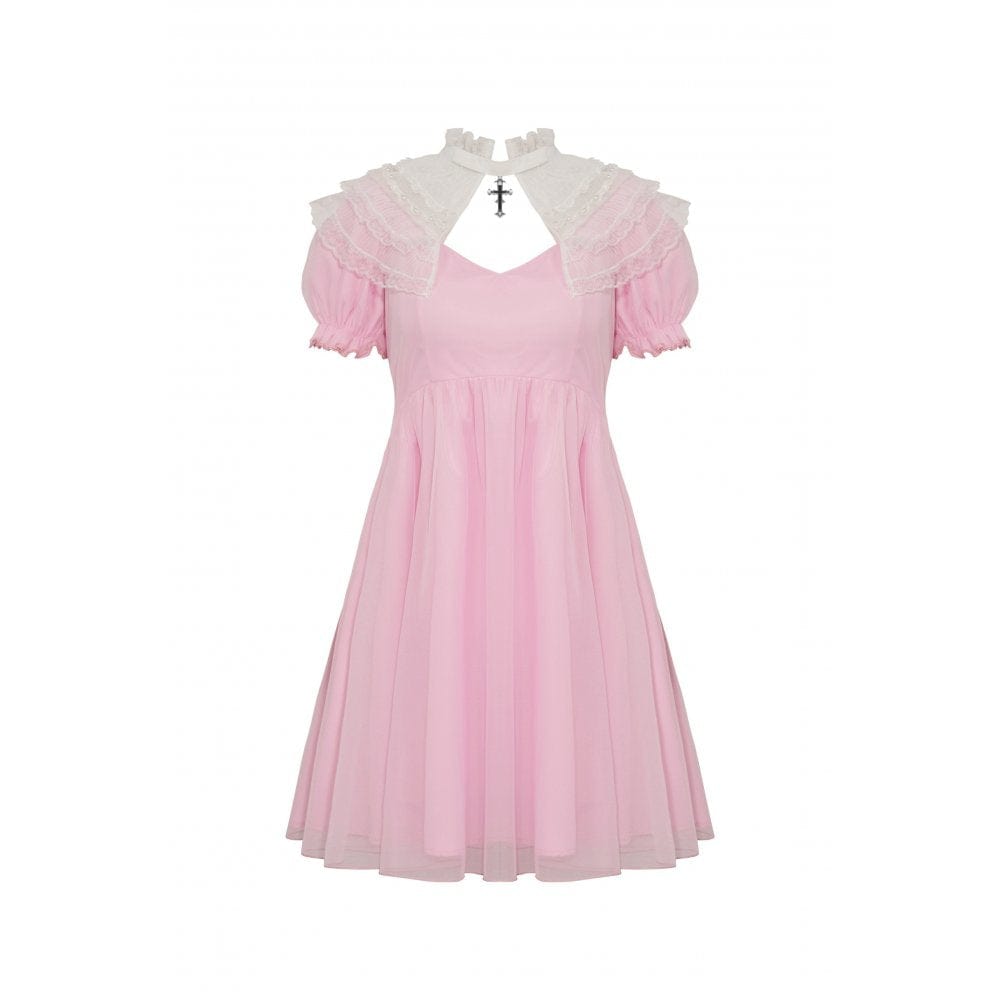 Blushing Reliquary Detachable-Collar Dress detail view