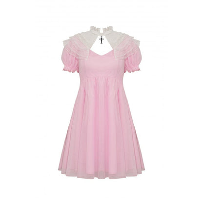 Blushing Reliquary Detachable-Collar Dress detail view