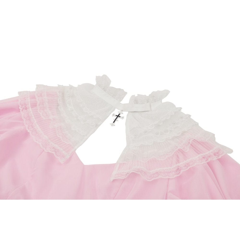 Blushing Reliquary Detachable-Collar Dress detail view