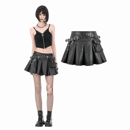Sanctified Riot Chain Pleated Skirt front view