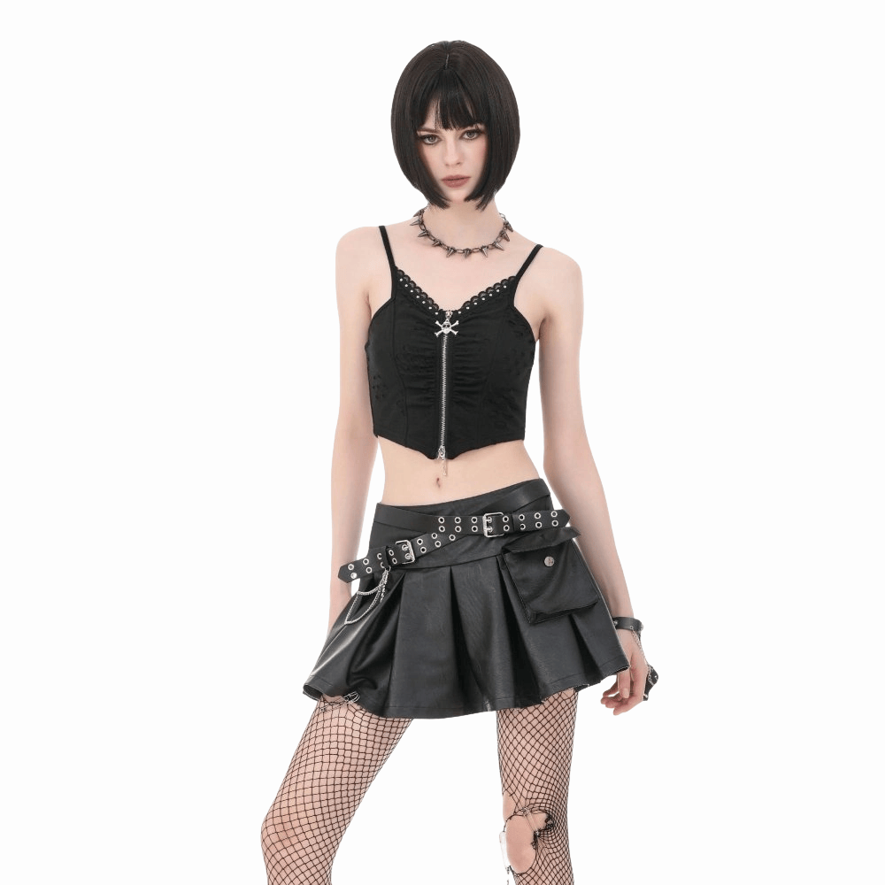 Sanctified Riot Chain Pleated Skirt detail view