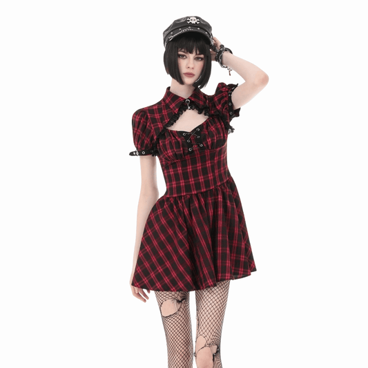 Riot Academy Cutout Plaid Dress detail view