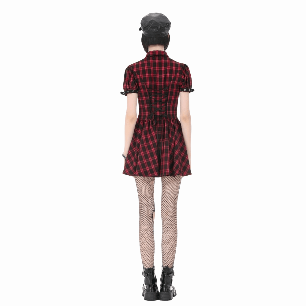 Riot Academy Cutout Plaid Dress detail view