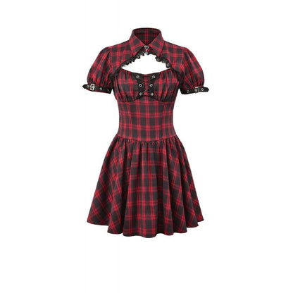 Riot Academy Cutout Plaid Dress detail view