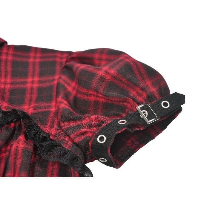 Riot Academy Cutout Plaid Dress detail view