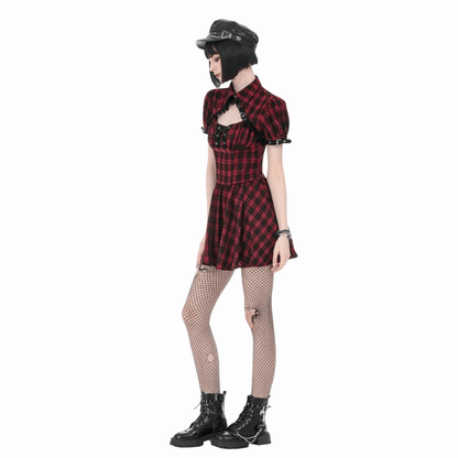 Riot Academy Cutout Plaid Dress detail view