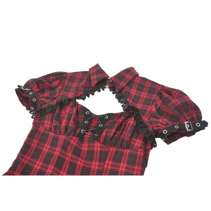 Riot Academy Cutout Plaid Dress detail view