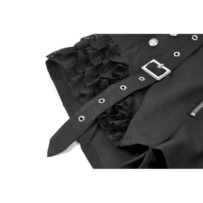 Blackout Lace Buckle Zip Shorts detail view