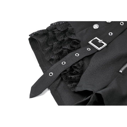 Blackout Lace Buckle Zip Shorts detail view