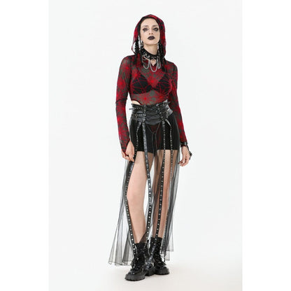 Crimson Web Hooded Bodysuit detail view 7