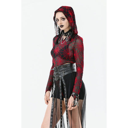 Crimson Web Hooded Bodysuit detail view 3