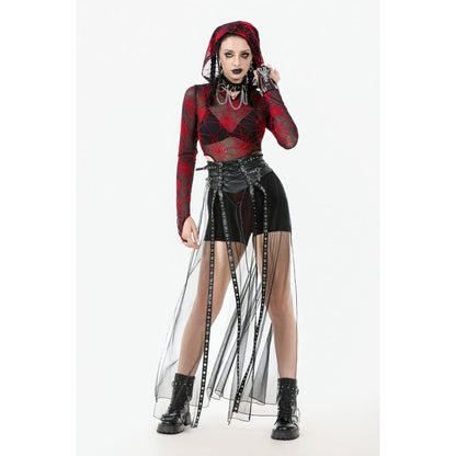 Crimson Web Hooded Bodysuit detail view 8