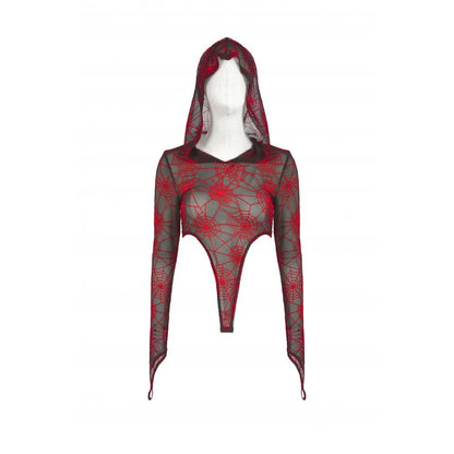 Crimson Web Hooded Bodysuit detail view 13