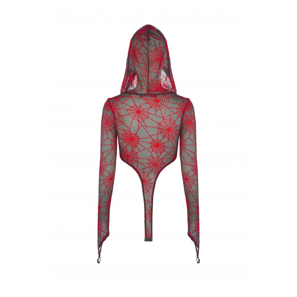 Crimson Web Hooded Bodysuit detail view 14