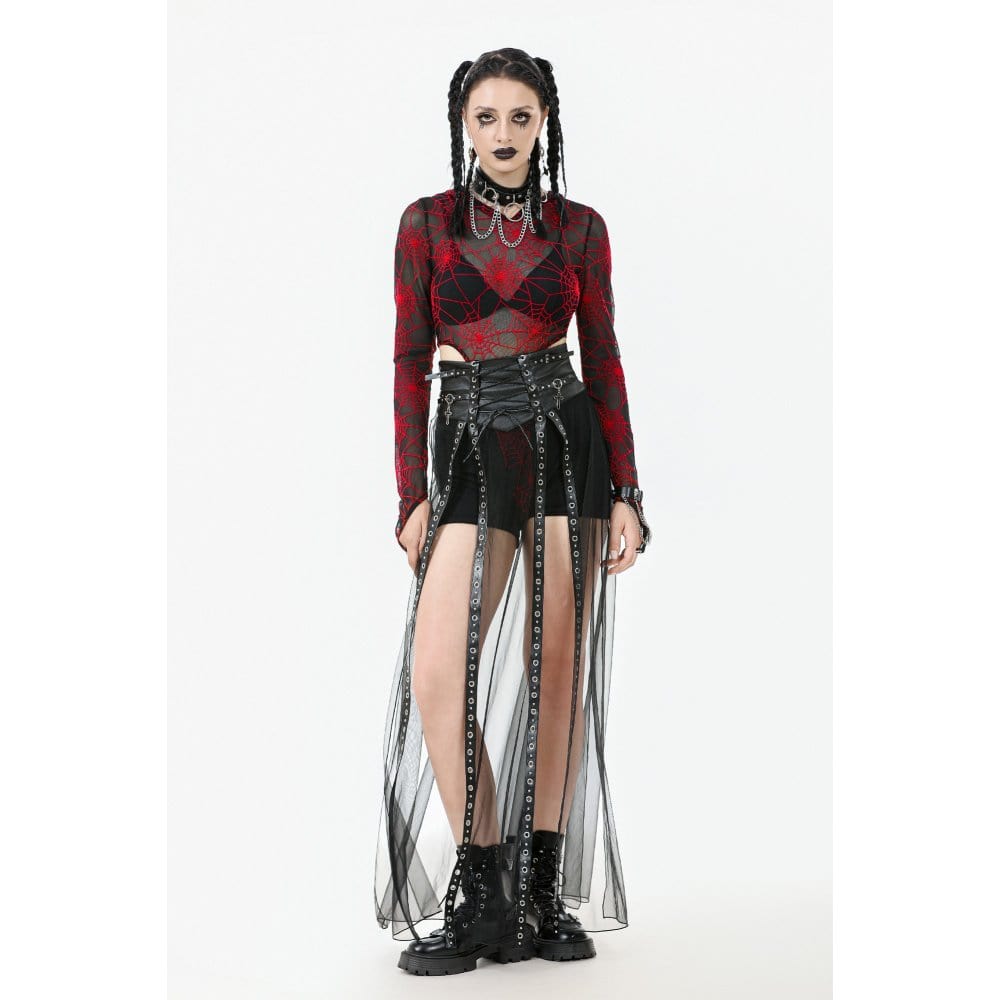 Crimson Web Hooded Bodysuit detail view 6