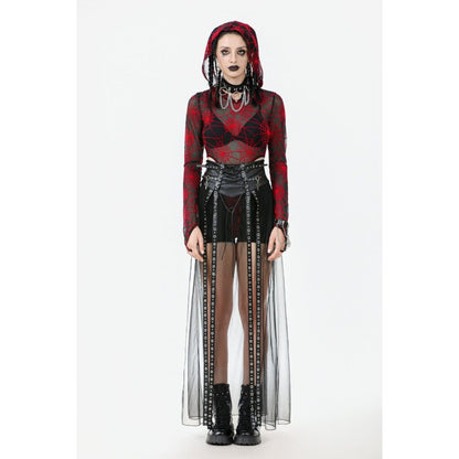 Crimson Web Hooded Bodysuit detail view 5