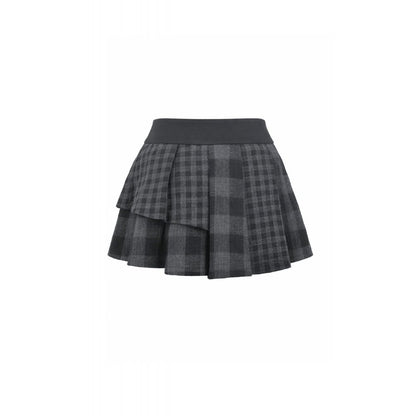 Riot Tartan Asymmetric Rivet Skirt detail view