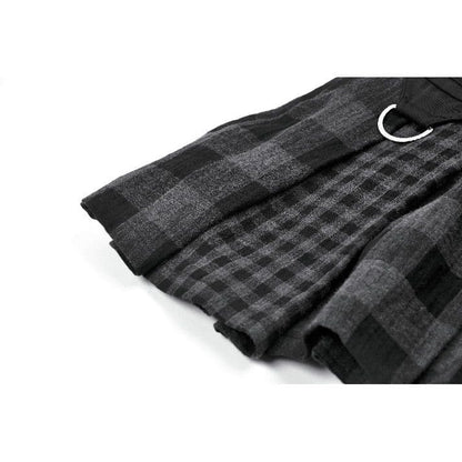 Riot Tartan Asymmetric Rivet Skirt detail view