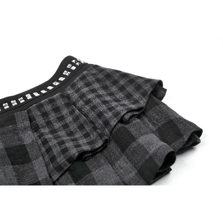 Riot Tartan Asymmetric Rivet Skirt detail view