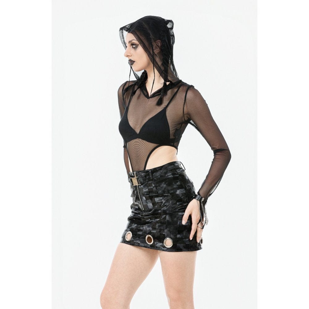 Veil Circuit Hooded Mesh Bodysuit detail view 6