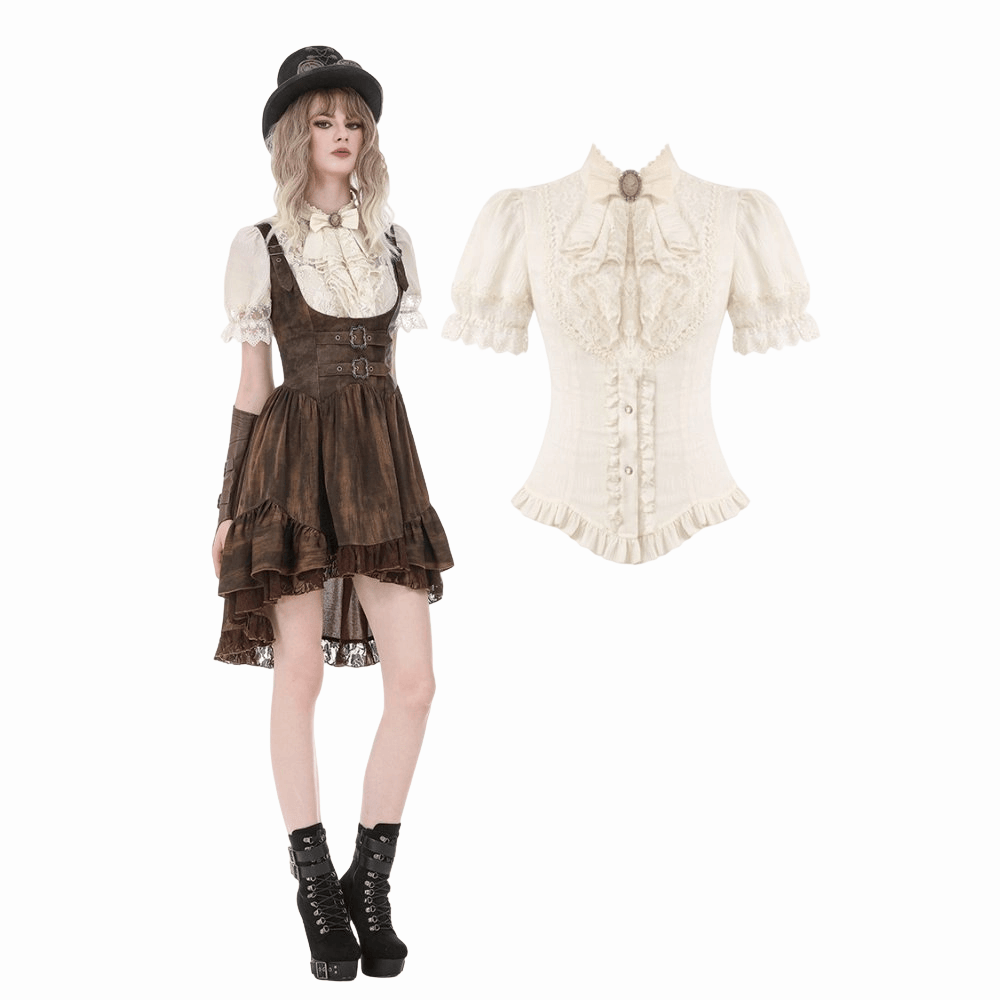 Clockwork Daydream Puff-Sleeve Blouse