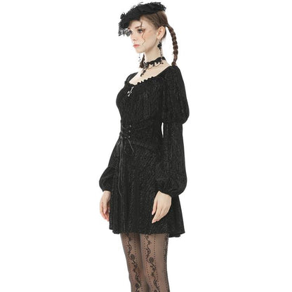 Velvet Nocturne Puff-Sleeve Dress detail view