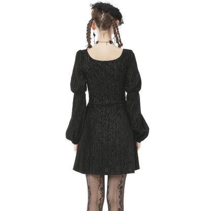 Velvet Nocturne Puff-Sleeve Dress detail view