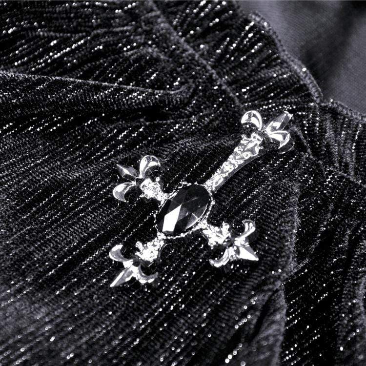 Velvet Nocturne Puff-Sleeve Dress detail view
