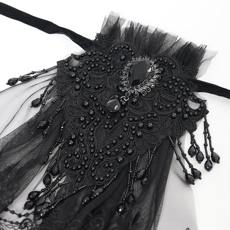 Mourning Diamond Mesh Tassel Tie