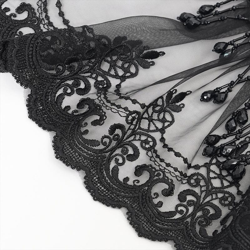 Mourning Diamond Mesh Tassel Tie