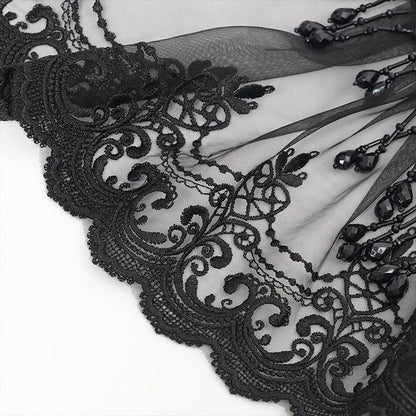 Mourning Diamond Mesh Tassel Tie