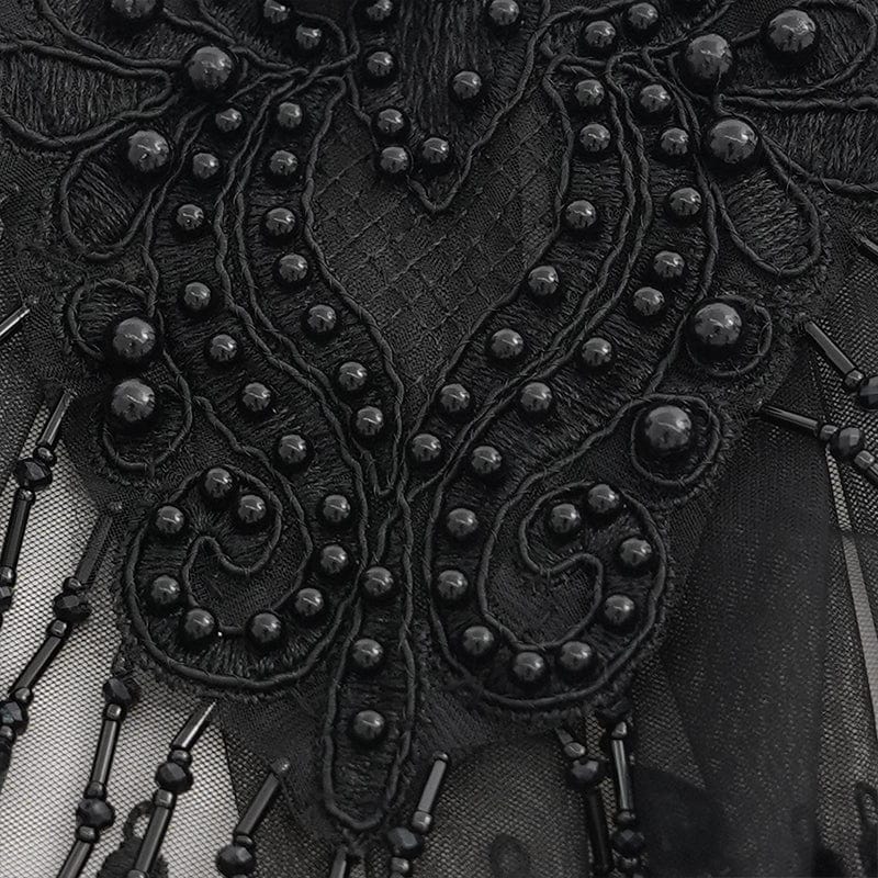 Mourning Diamond Mesh Tassel Tie