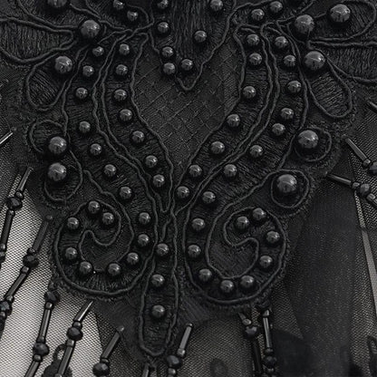 Mourning Diamond Mesh Tassel Tie