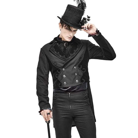 Black Regent Jacquard Tailcoat front view