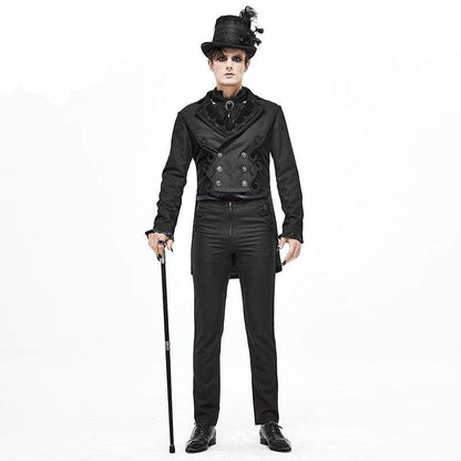 Black Regent Jacquard Tailcoat detail view