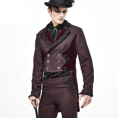Crimson Regent Jacquard Tailcoat front view