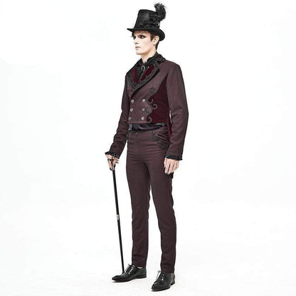 Crimson Regent Jacquard Tailcoat detail view