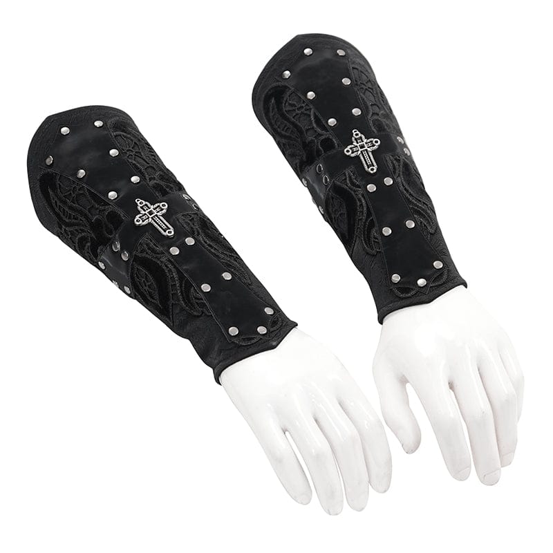 Black Covenant Studded Cross Gloves detail