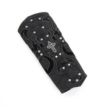 Black Covenant Studded Cross Gloves detail