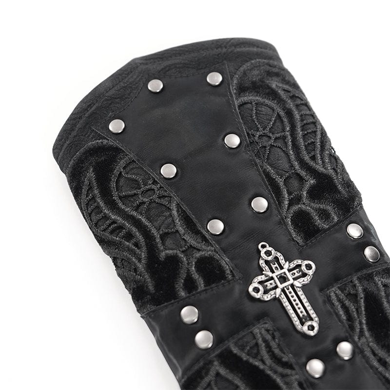 Black Covenant Studded Cross Gloves detail