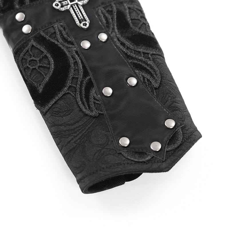 Black Covenant Studded Cross Gloves detail