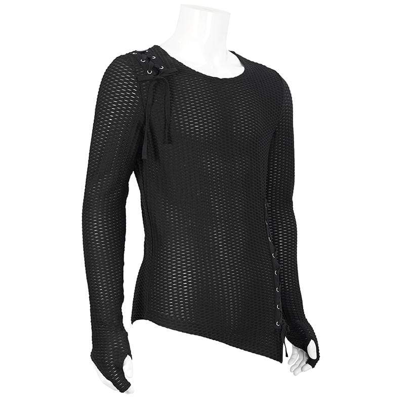 Fractured Veil Strappy Mesh Shirt