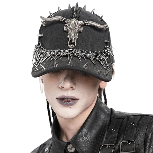 Hellhorn Goat Skull Studded Cap