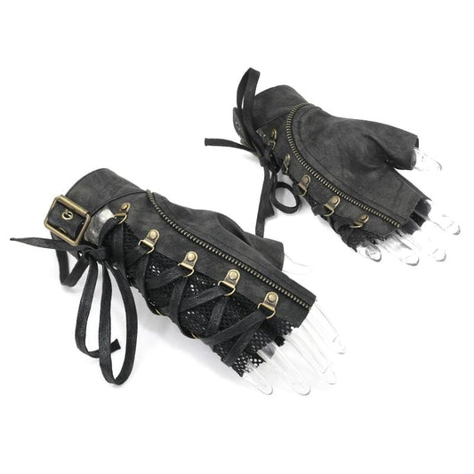 Deadlock Lace-Up Mesh Half Gloves