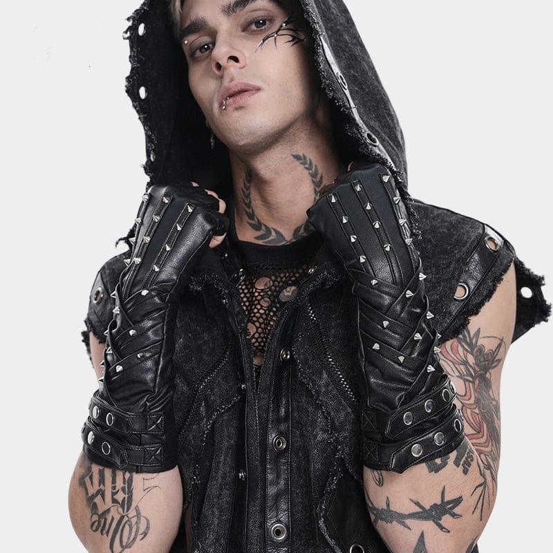 Spike Theory Studded Fingerless Gloves detail