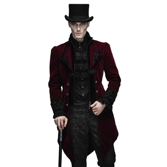 Byronic Ruffle-Sleeve Tailcoat front view