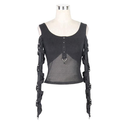 Brassbound Cold-Shoulder Mesh Top