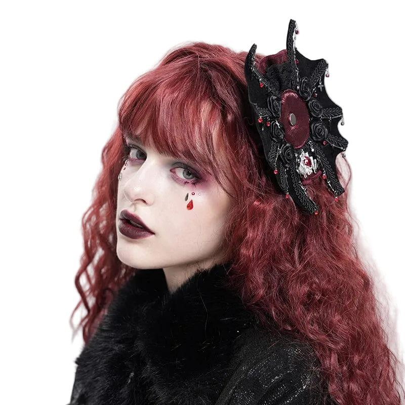 Requiem Bat Rose Hair Clip