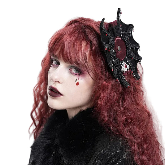 Requiem Bat Rose Hair Clip